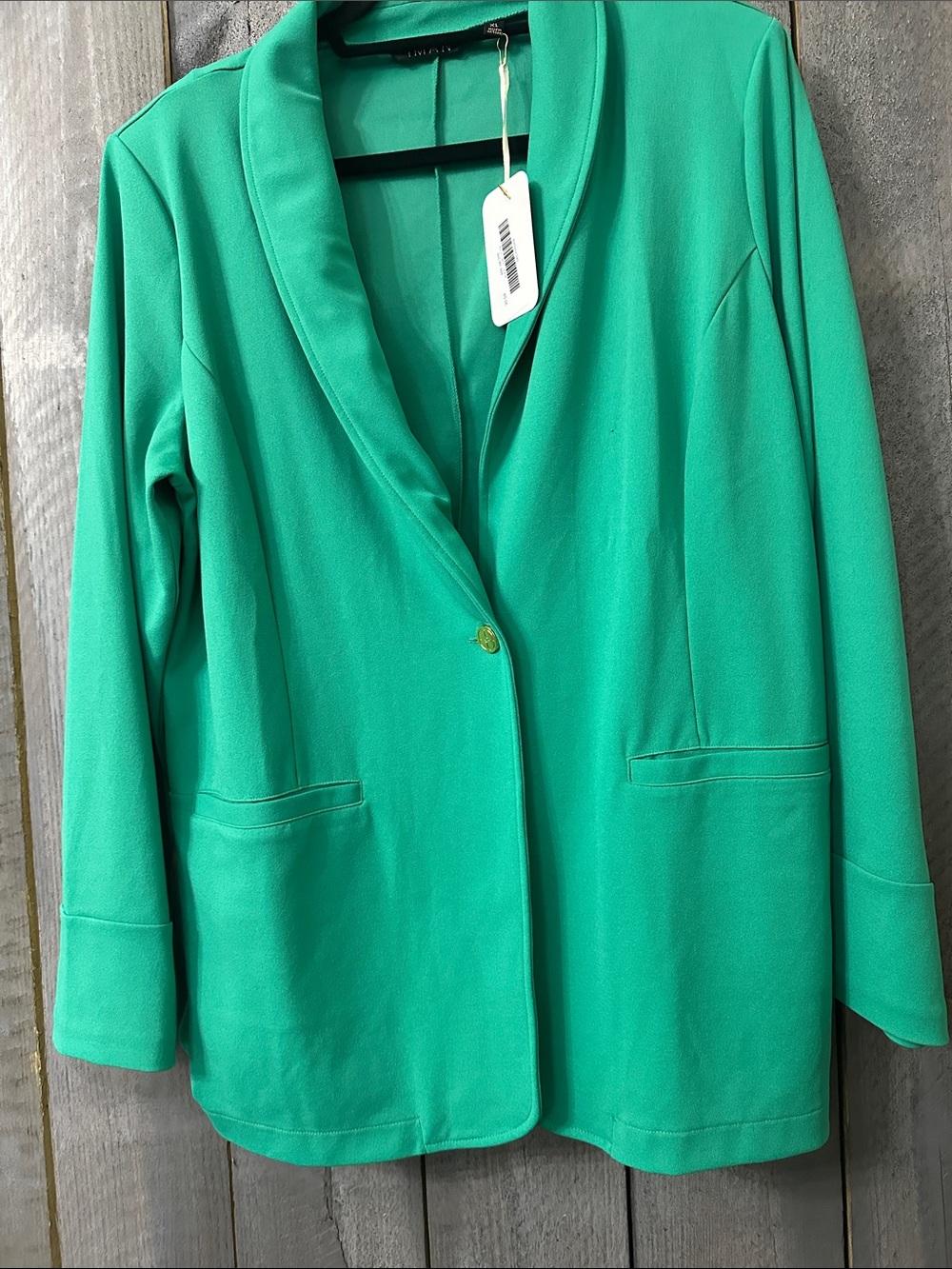 IMAN Emerald Green Single-Button Open Blazer